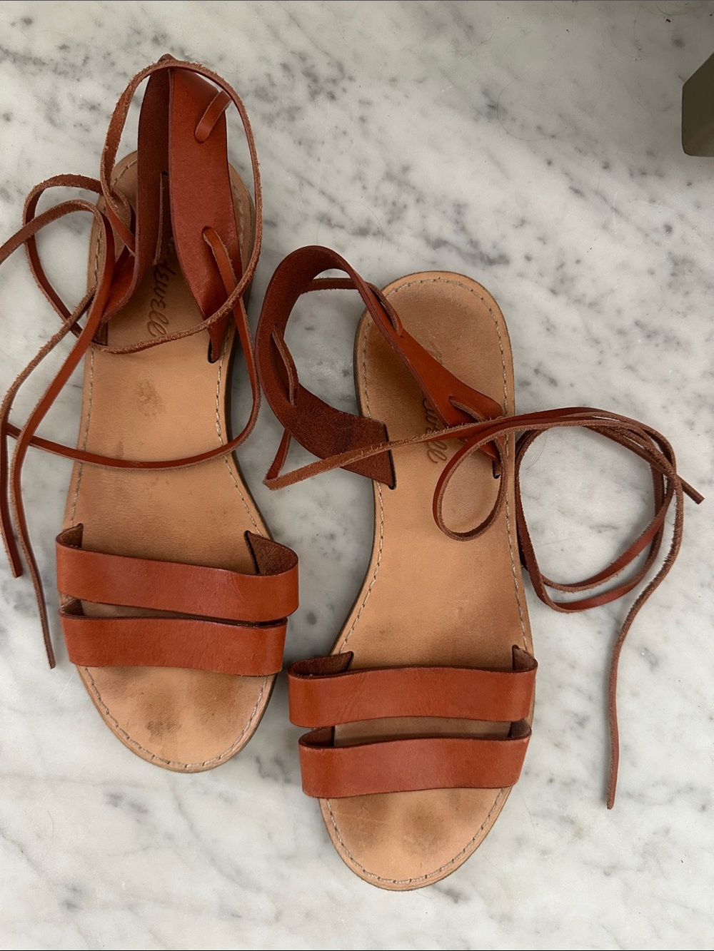 Madewell Women’s Tan Leather Lace-Up Sandals - Sz 8.5